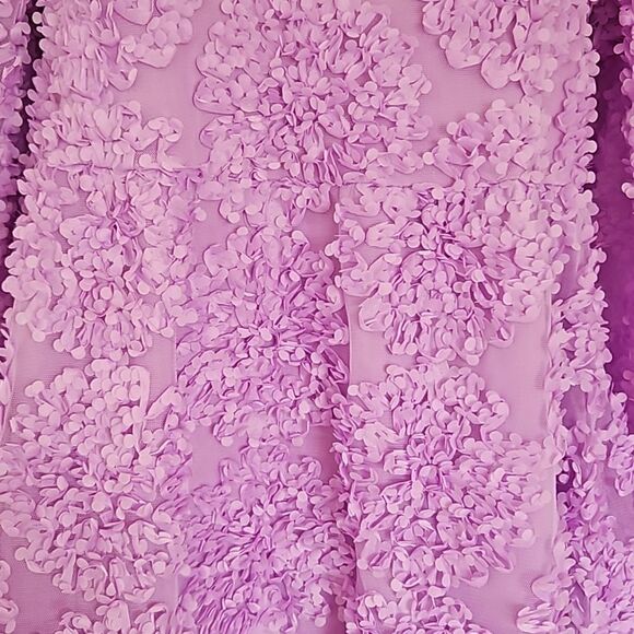 Pieces Premium 3D Rose Petal Long Sleeve Midi Fit & Flare Dress Lavender Medium - Picture 3 of 16